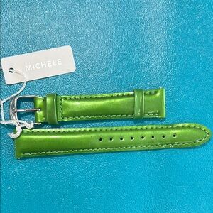 NWT 16mm Michele Green Leather Watch Strap.